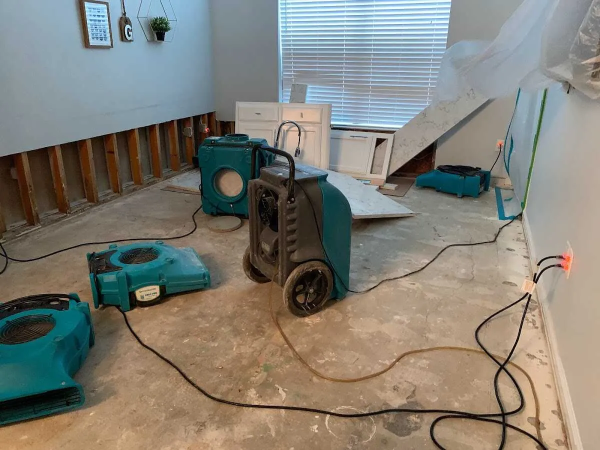 Dehumidifier in flood-cut room for Water Extraction & Removal in Nolanville